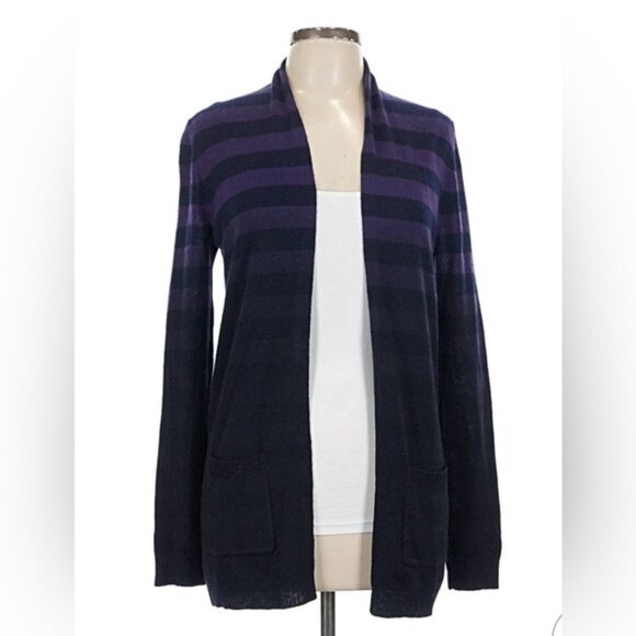 Theory Purple and Black Striped Cardigan